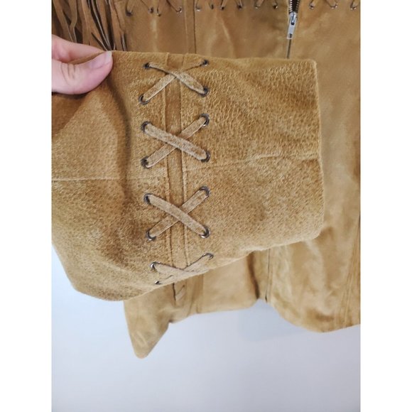 Excelled Western Leather Tassel Full Zip Jacket Sz 2X - Picture 2 of 10